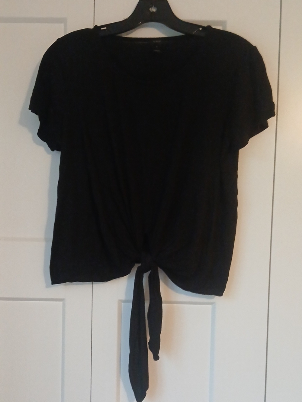J. Crew Black Short-Sleeve Tie-Front Top